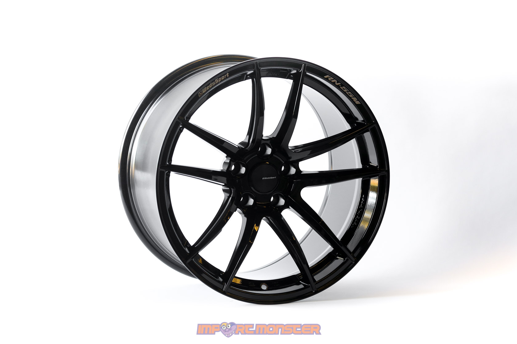 WedsSport RN-55M 18x10.5 +20 5x114.3 Gloss Black Finish Wheel Set1