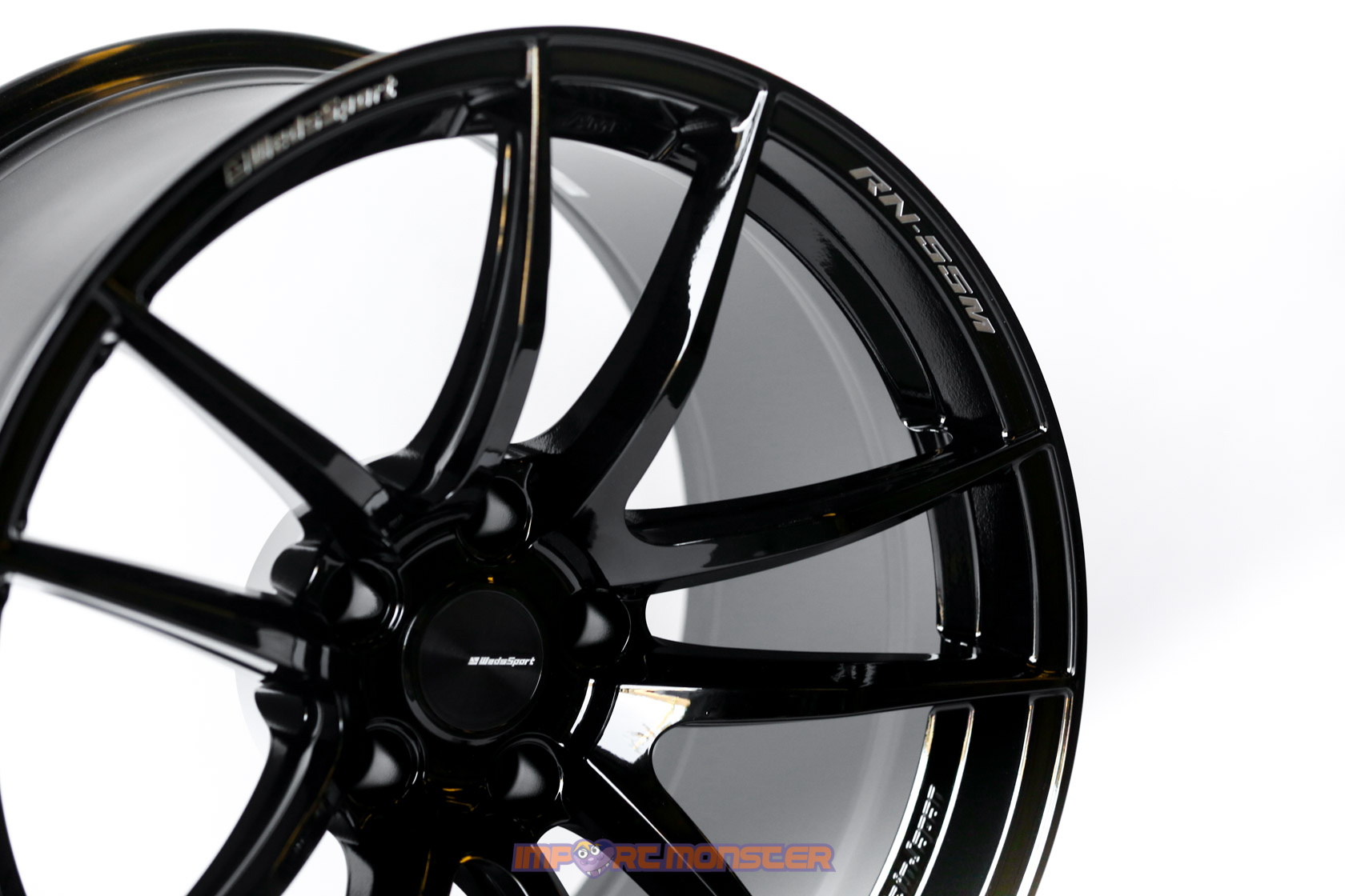 WedsSport RN-55M 18x10.5 +20 5x114.3 Gloss Black Finish Wheel Set3