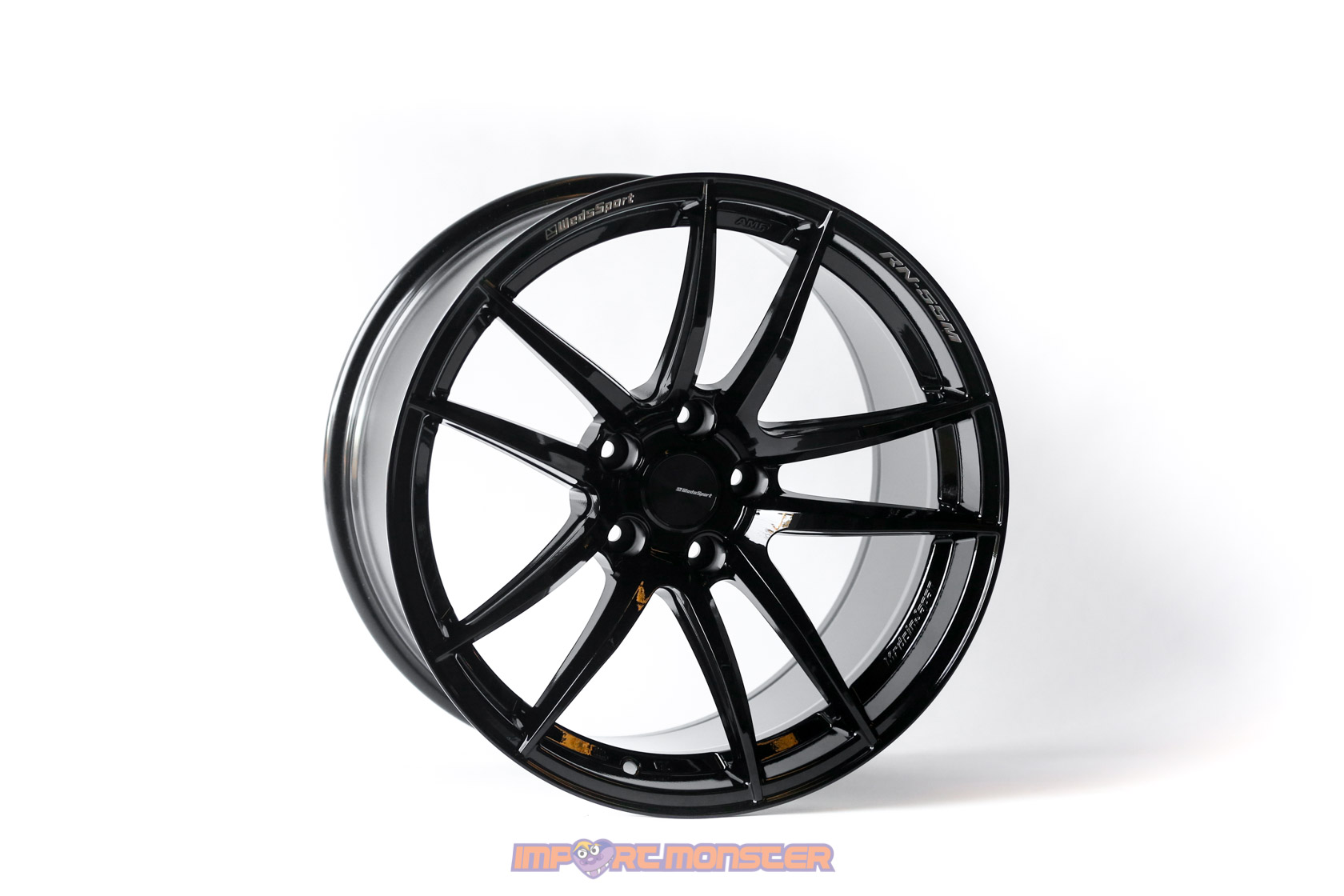 WedsSport RN-55M 18x10 +18 5x114.3 Gloss Black Finish Wheel Set1