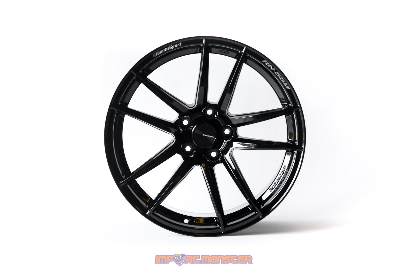 WedsSport RN-55M 18x10 +18 5x114.3 Gloss Black Finish Wheel Set2