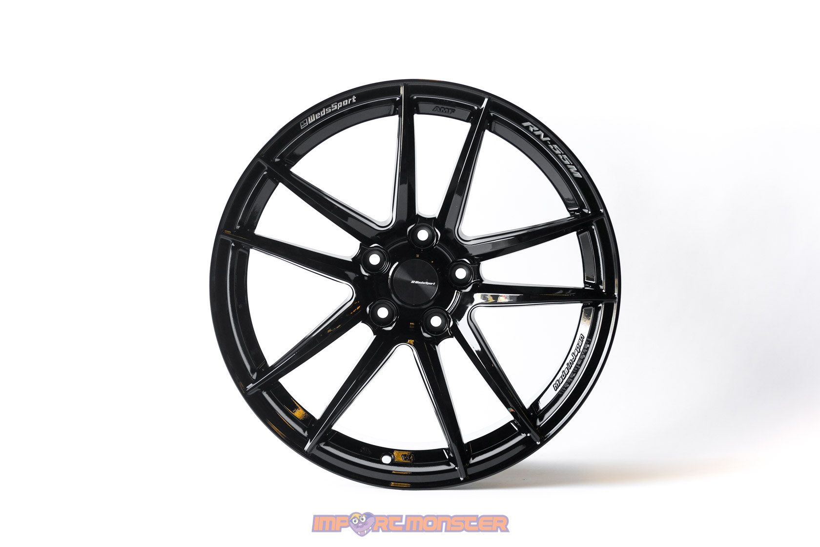 WedsSport RN-55M 18x10 +36 5x114.3 Gloss Black Finish Wheel Set2