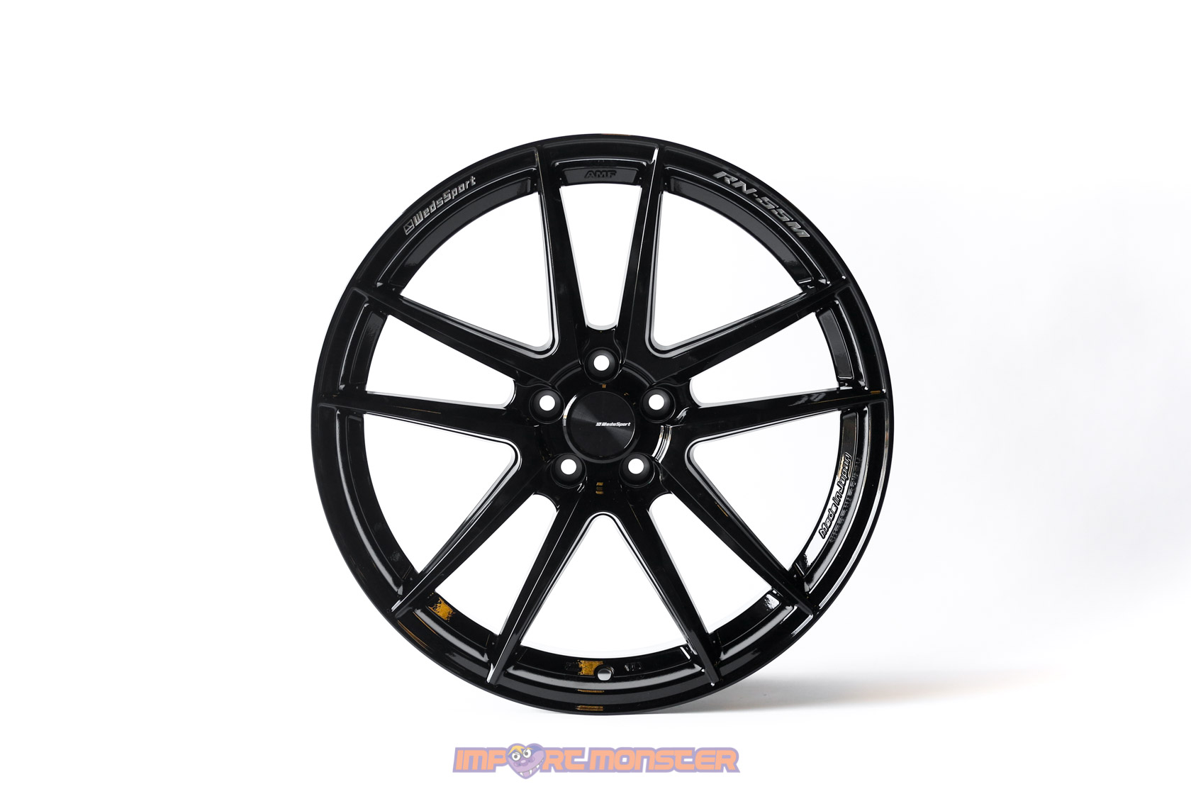 WedsSport RN-55M 18x8.5 +45 5x100 Gloss Black Finish Wheel Set2
