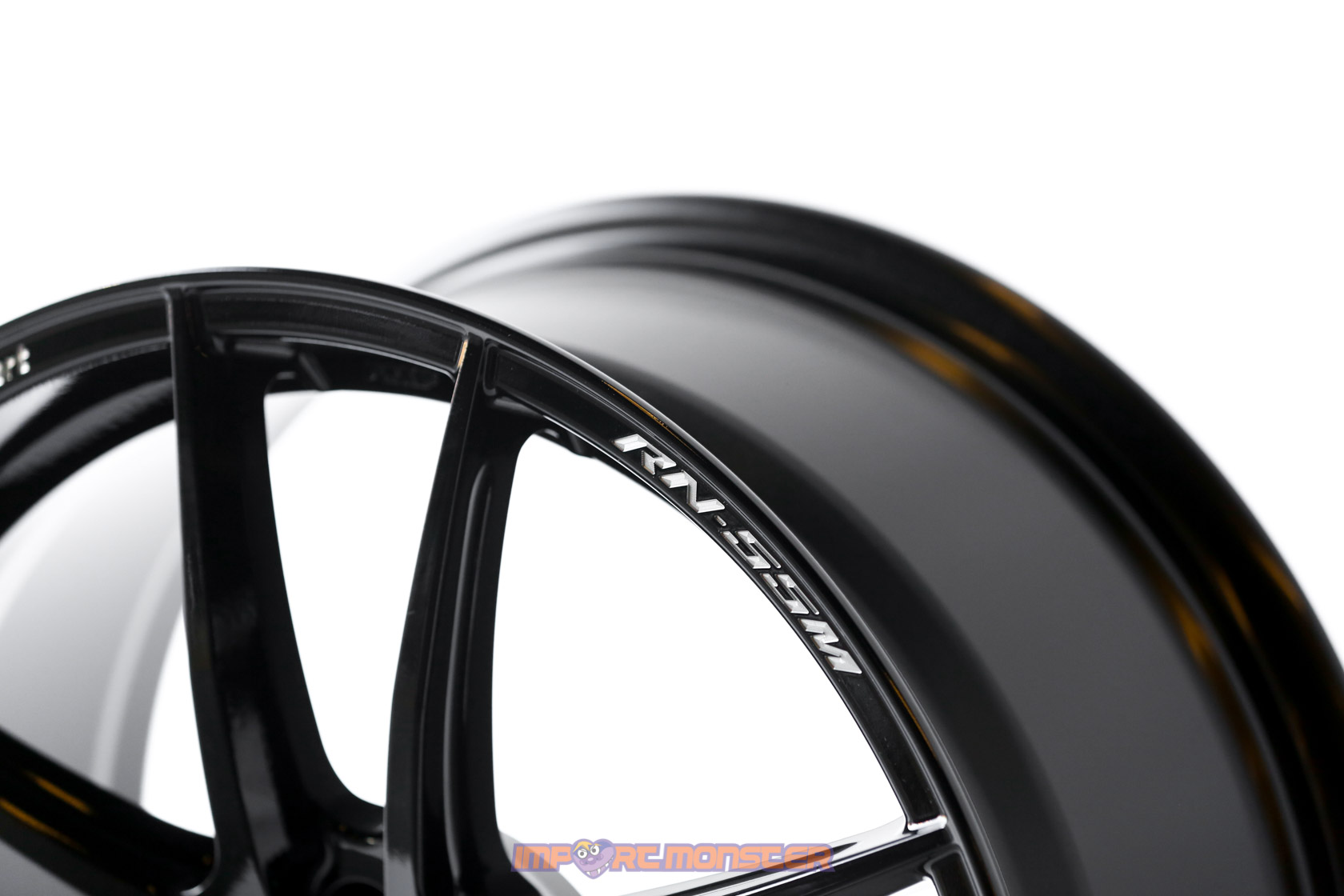 WedsSport RN-55M 18x8.5 +45 5x100 Gloss Black Finish Wheel Set3
