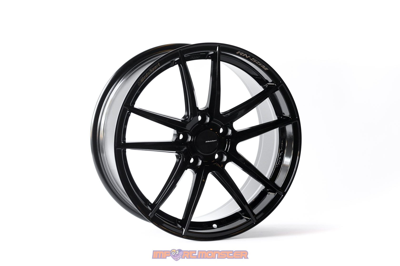 WedsSport RN-55M 18x8.5 +45 5x114.3 Gloss Black Finish Wheel Set1