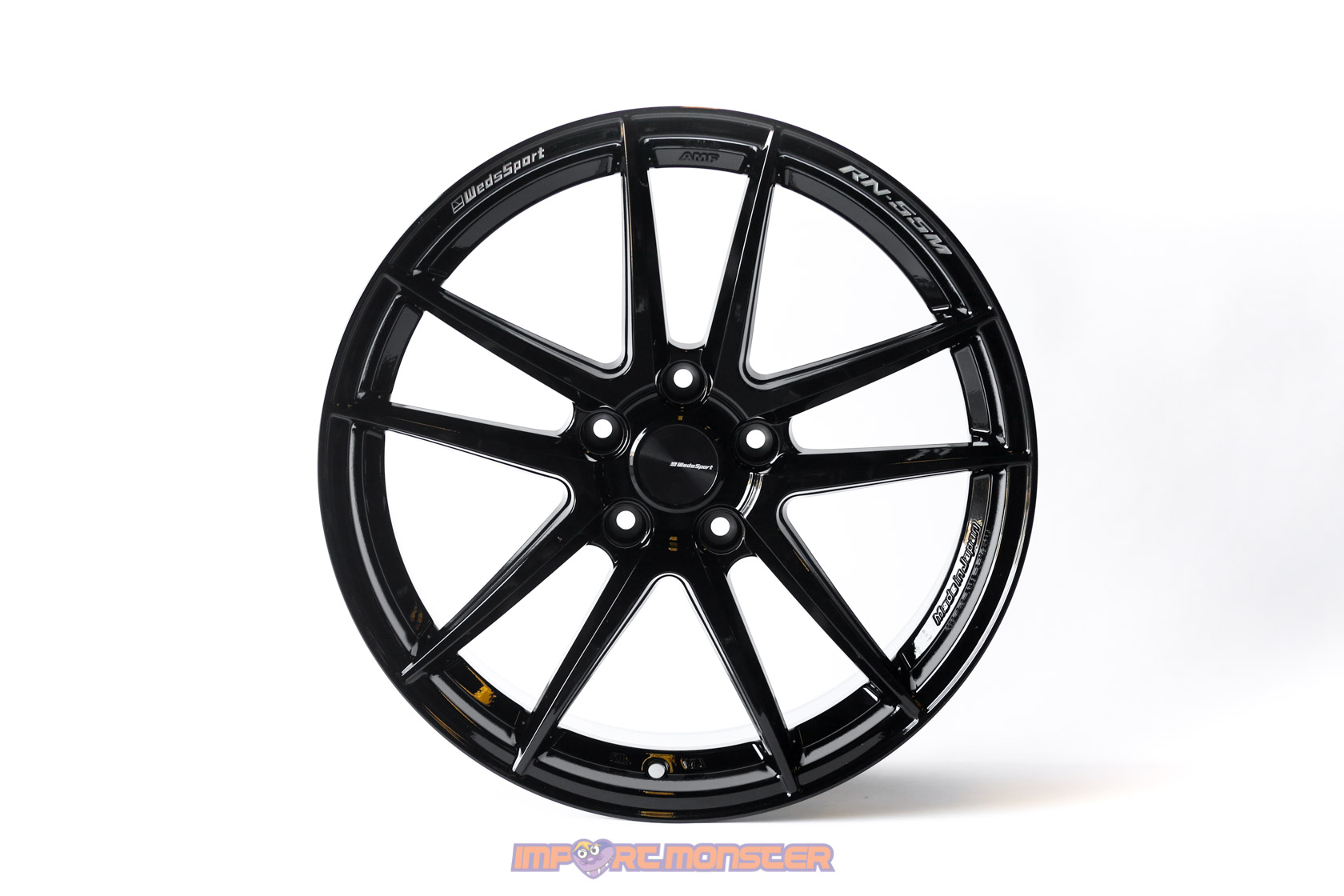 WedsSport RN-55M 18x8.5 +45 5x114.3 Gloss Black Finish Wheel Set2