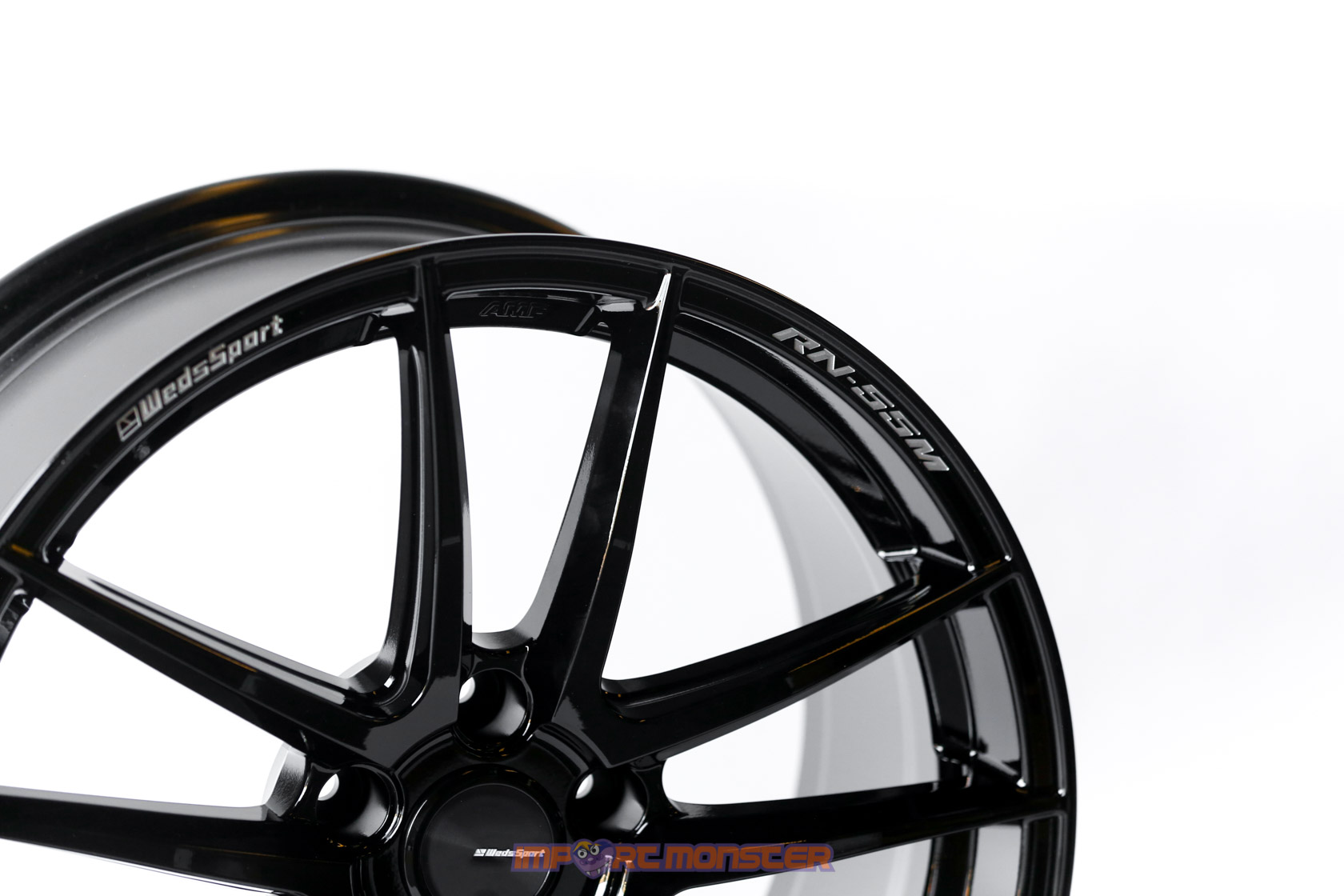 WedsSport RN-55M 18x8.5 +45 5x114.3 Gloss Black Finish Wheel Set3