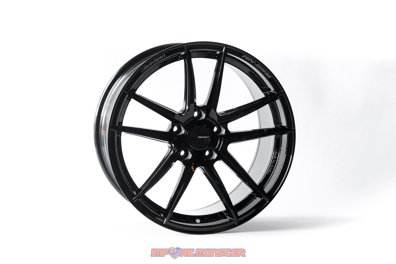 WedsSport RN-55M 18x9.5 +25 5x114.3 Gloss Black Finish Wheel Set1