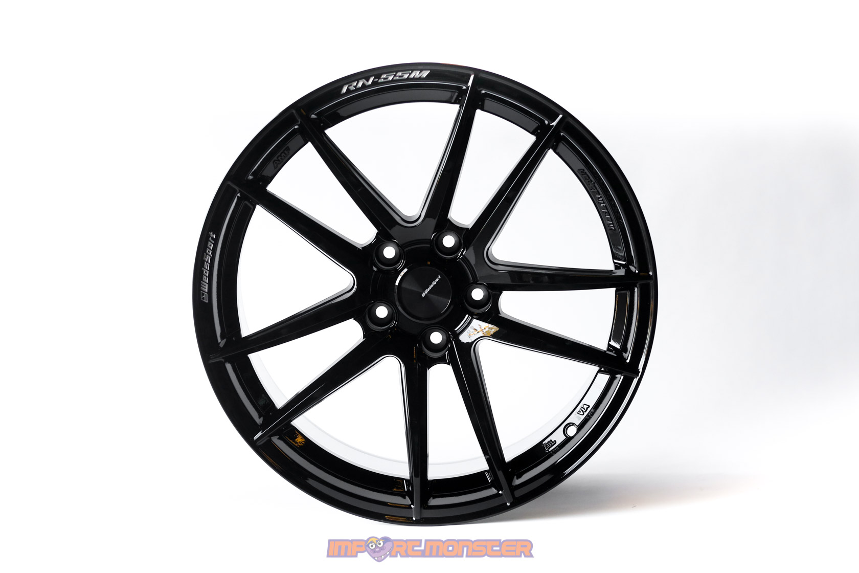 WedsSport RN-55M 18x9.5 +25 5x114.3 Gloss Black Finish Wheel Set2