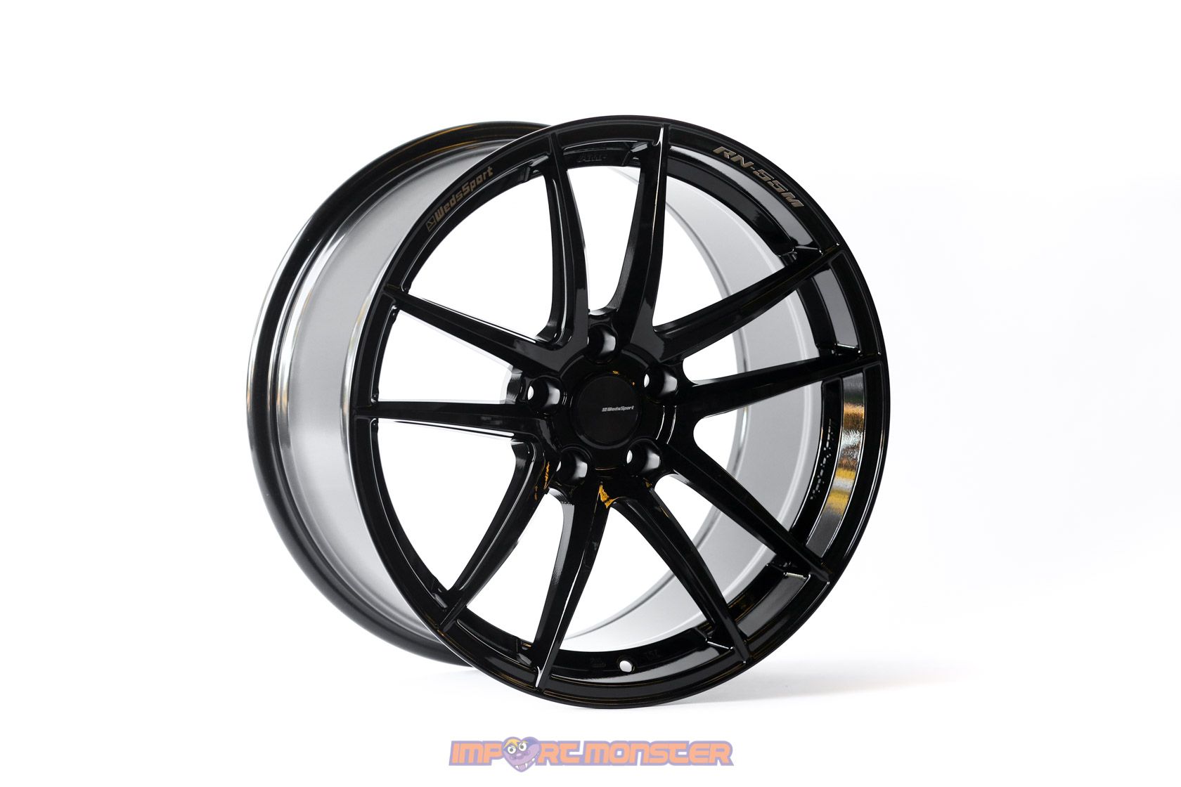 WedsSport RN-55M 18x9.5 +38 5x114.3 Gloss Black Finish Wheel Set1