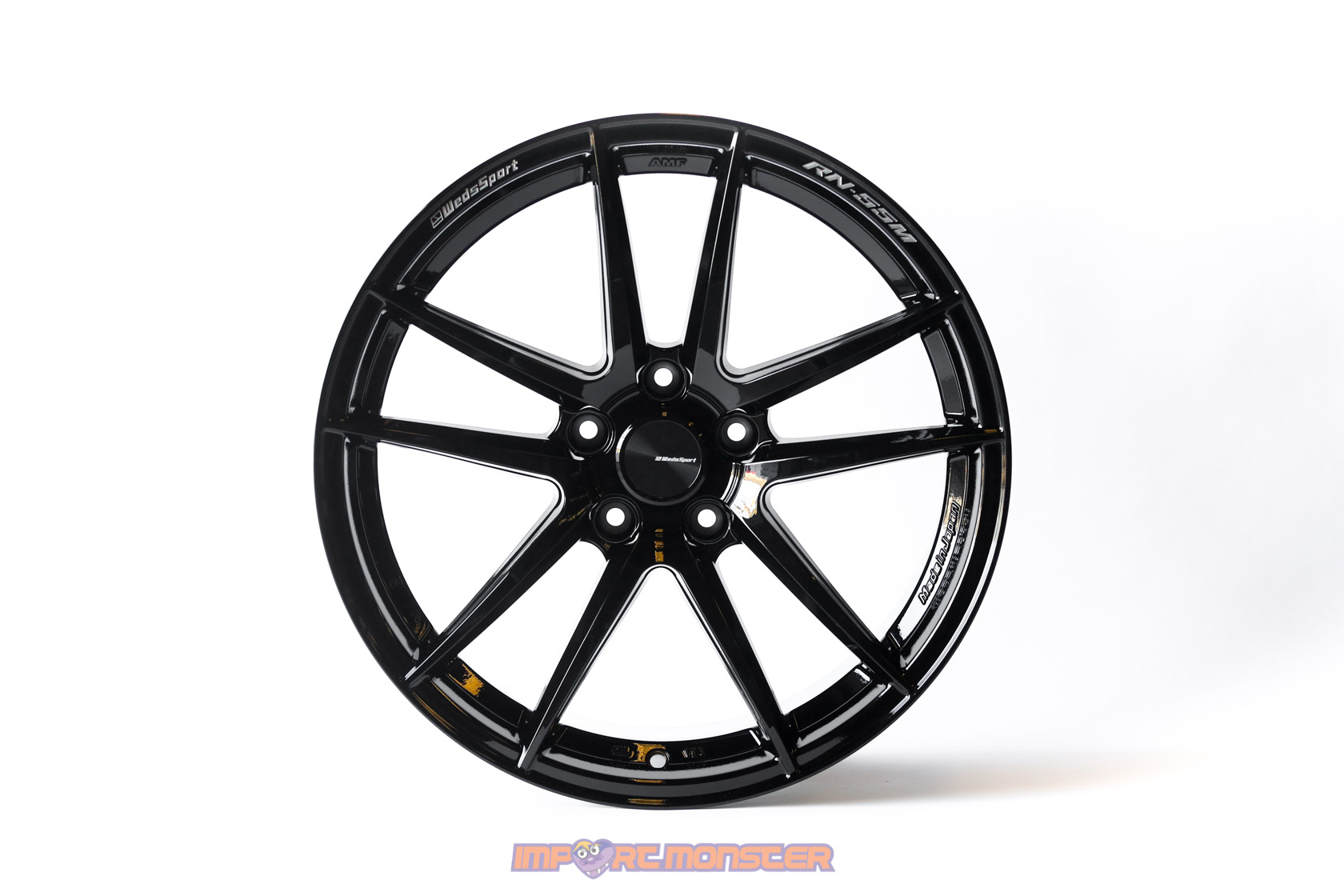 WedsSport RN-55M 18x9.5 +38 5x114.3 Gloss Black Finish Wheel Set2