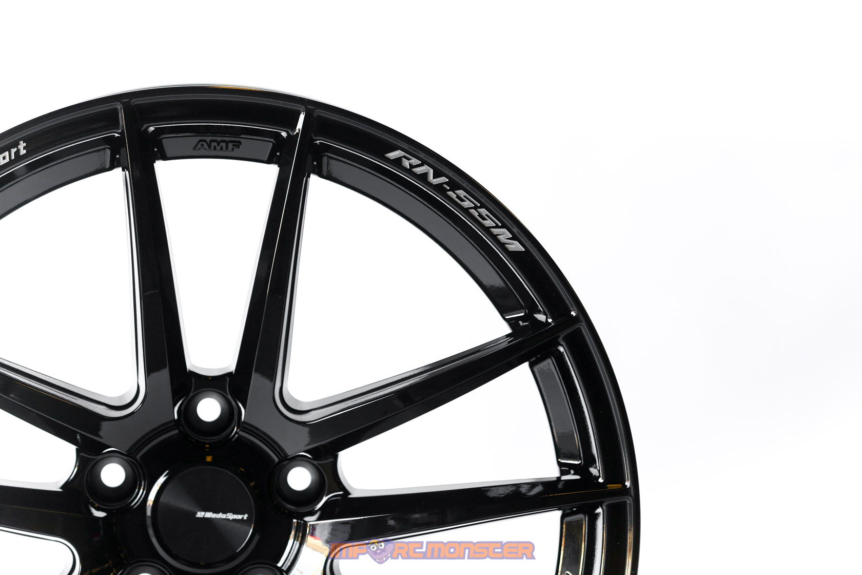 WedsSport RN-55M 18x9.5 +38 5x114.3 Gloss Black Finish Wheel Set3