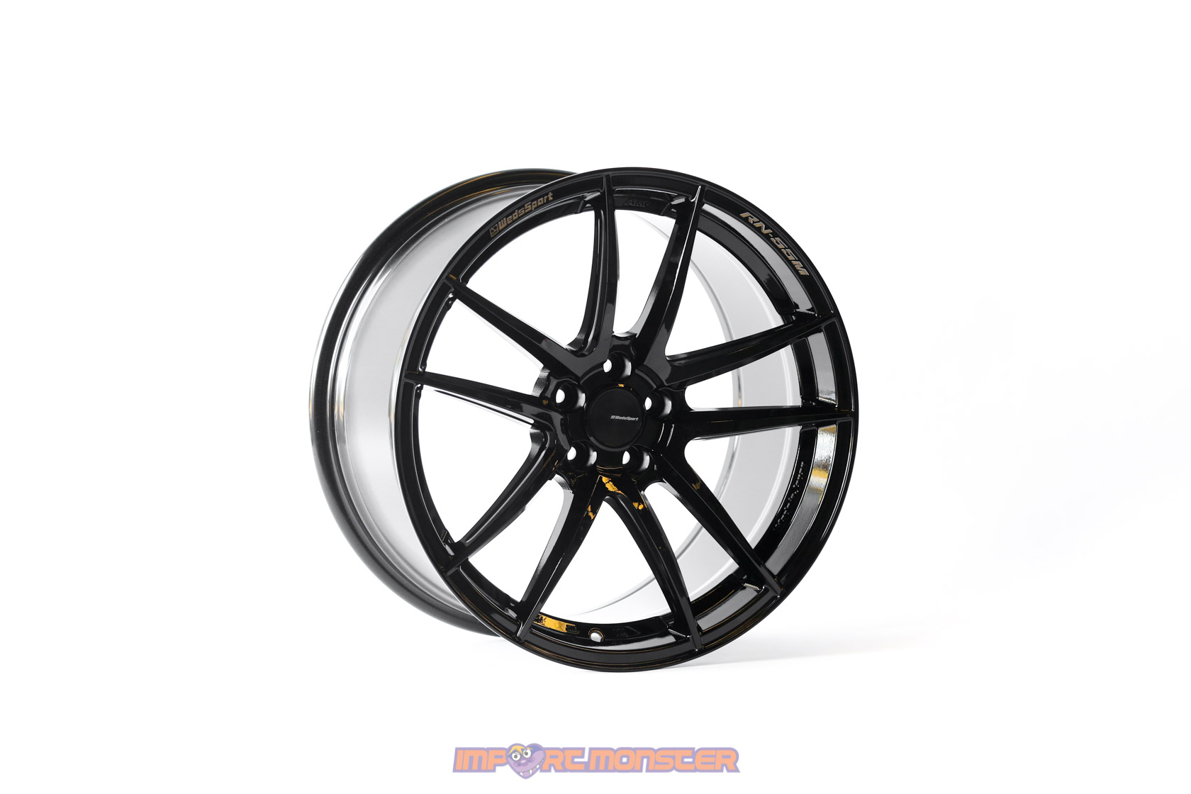 WedsSport RN-55M 18x9.5 +45 5x100 Gloss Black Finish Wheel Set1