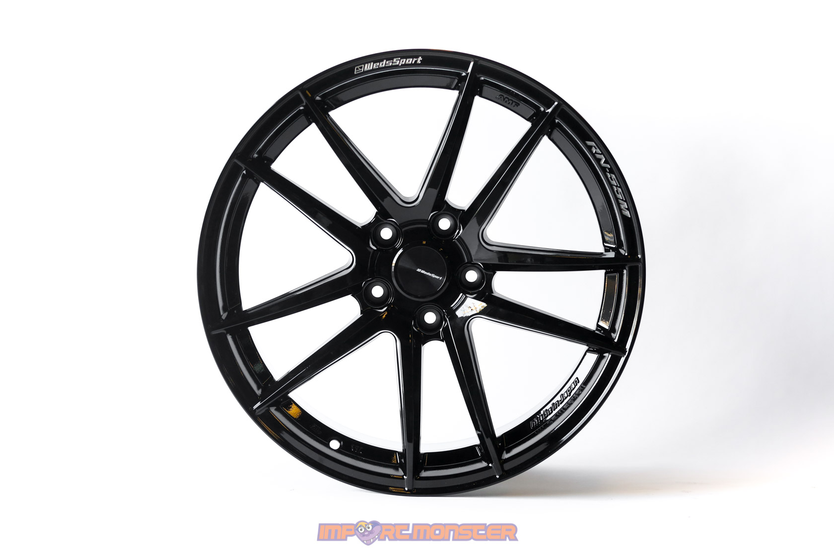 WedsSport RN-55M 18x9 +35 5x114.3 Gloss Black Finish Wheel Set2