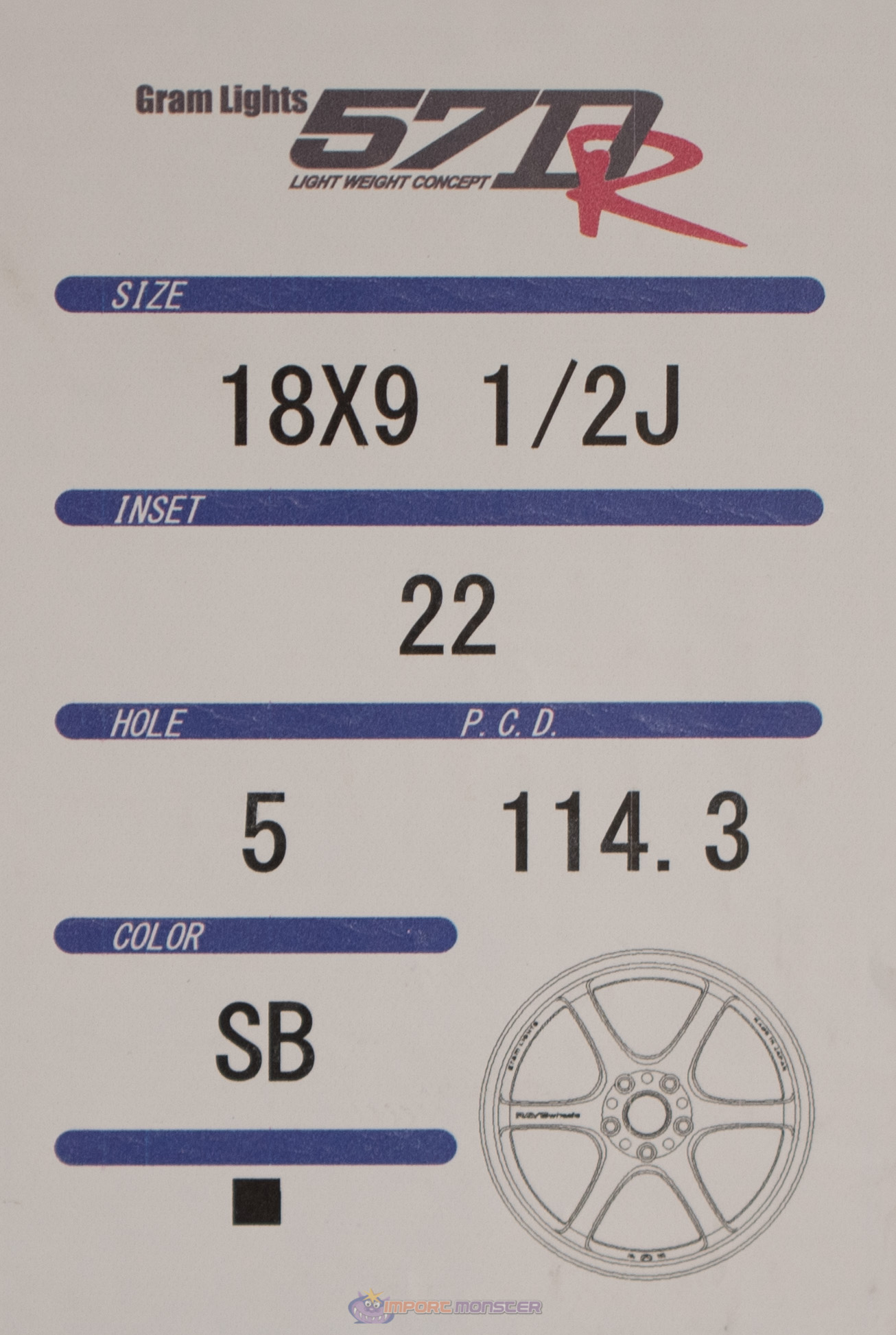 Gram Lights 57DR 18x9.5 +22 5x114.3 Matte Black (SB)-8