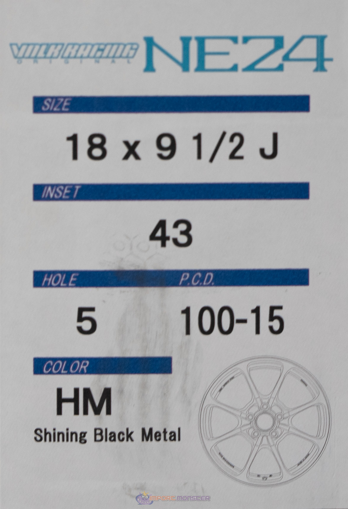 Volk Racing NE24 18x9.5 +43 5x100 Shining Black Metal (HM)-7