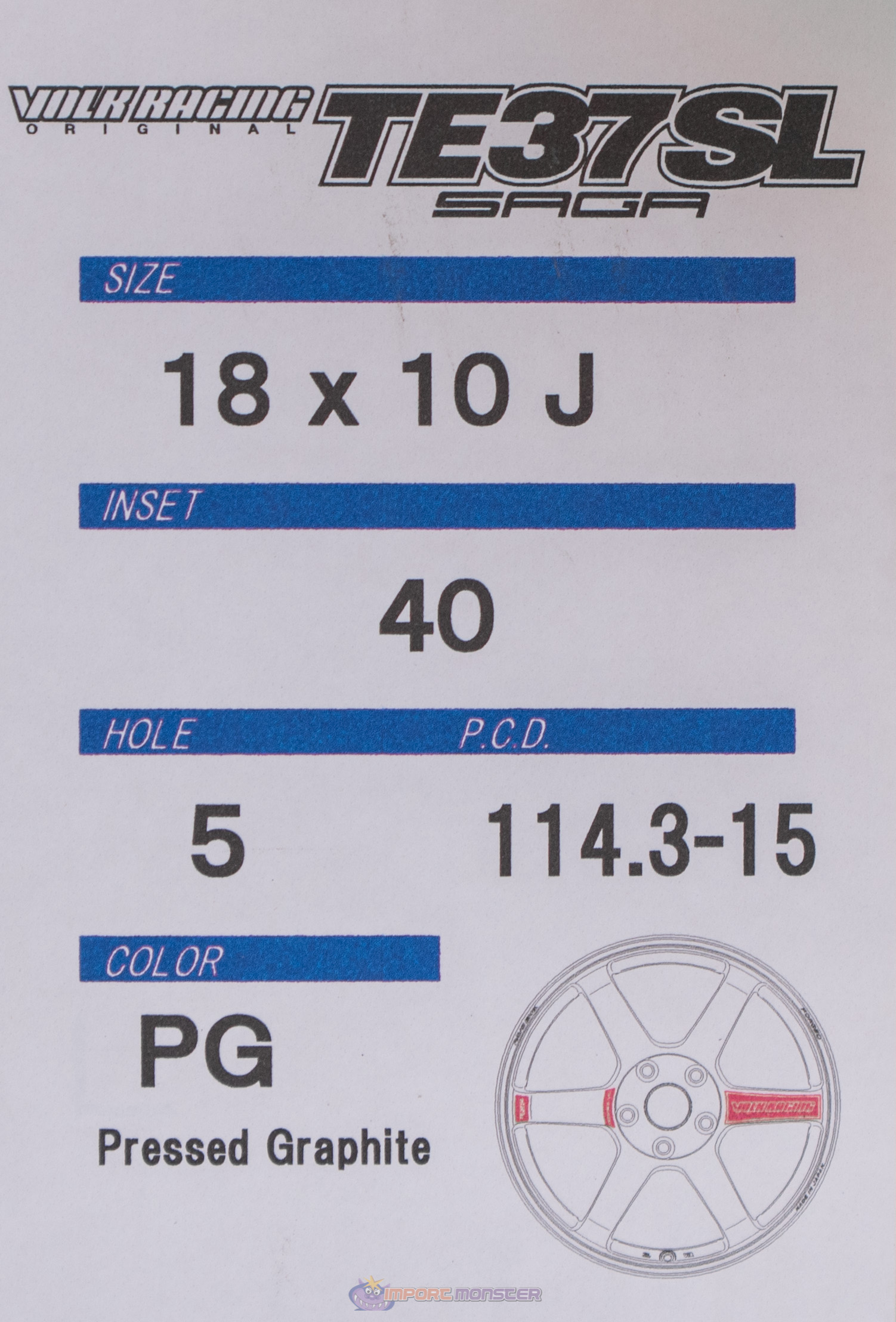 Volk Racing TE37SL SAGA 18x10 +40 5x114.3 Pressed Graphite (PG)-7