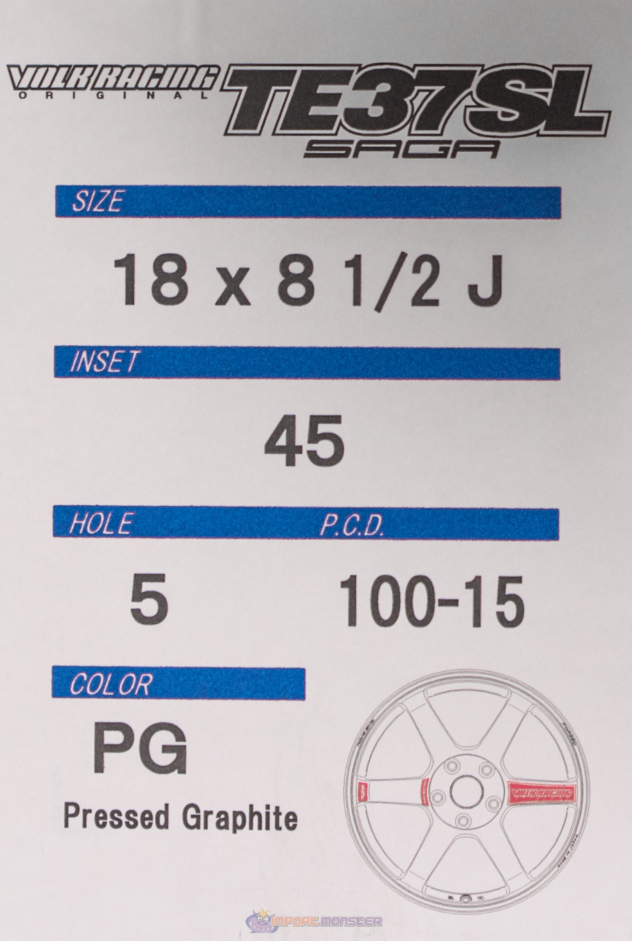 Volk Racing TE37SL SAGA 18x8.5 +45 5x100 pressed graphite (PG)-7