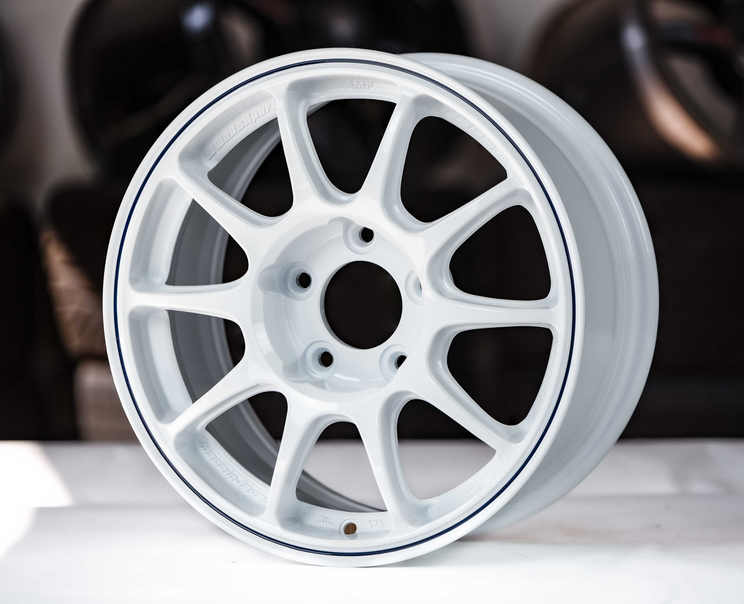 WedsSports TC105x Gravel 15x7 +35 5x114.3 White-Blue Line 73968-2